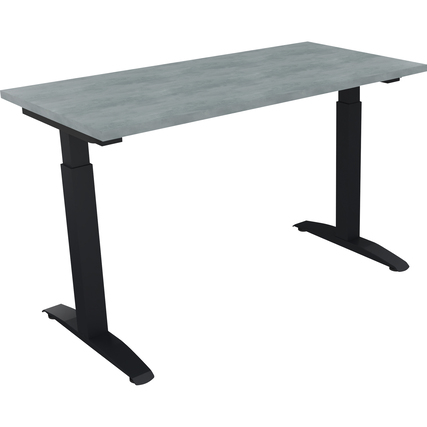 Schreibtisch all in one 1.200 x 650-850 x 600 mm (B x H x T) Flachkufe Quadratrohr beton hell anthrazit metallic Produktbild pa_produktabbildung_1 XL