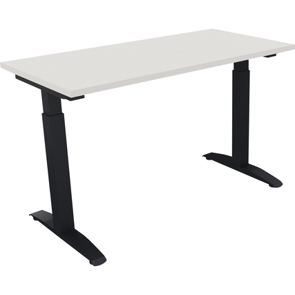 Schreibtisch all in one 1.200 x 650-850 x 600 mm (B x H x T) Flachkufe Quadratrohr diamantweiß anthrazit metallic Produktbild pa_produktabbildung_1 XL