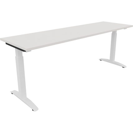 Schreibtisch all in one 2.000 x 650-850 x 600 mm (B x H x T) Flachkufe Quadratrohr diamant weiß verkehrsweiß Produktbild pa_produktabbildung_1 XL