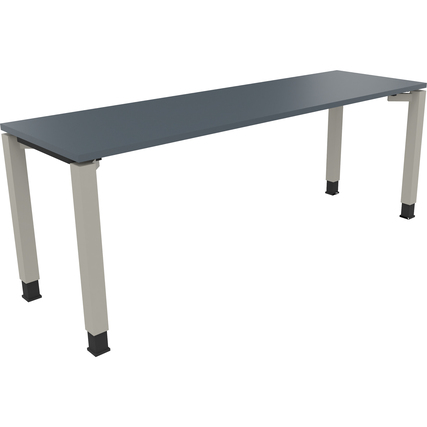 Schreibtisch all in one 2.000 x 680-820 x 600 mm (B x H x T) Vierfuß Quadratrohr lavagrau silberaluminium Produktbild pa_produktabbildung_1 XL