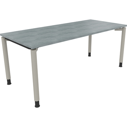 Schreibtisch all in one 1.800 x 680-820 x 800 mm (B x H x T) Vierfuß Rundrohr beton hell silberaluminium Produktbild pa_produktabbildung_1 XL