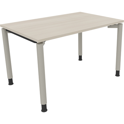 Schreibtisch all in one 1.200 x 680-820 x 800 mm (B x H x T) Vierfuß Rundrohr akazie hell silberaluminium Produktbild pa_produktabbildung_1 XL
