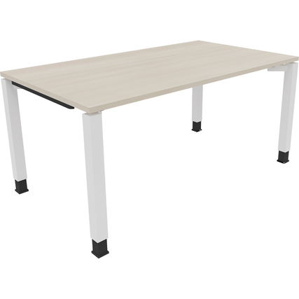 Schreibtisch all in one 1.600 x 680-820 x 900 mm (B x H x T) Vierfuß Quadratrohr akazie hell verkehrsweiß Produktbild pa_produktabbildung_1 XL