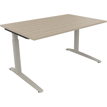 Schreibtisch all in one 1.400 x 650-850 x 900 mm (B x H x T) Flachkufe Quadratrohr eiche natur silberaluminium Produktbild pa_produktabbildung_1 XL