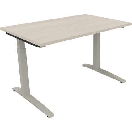 Schreibtisch all in one 1.200 x 650-850 x 800 mm (B x H x T) Flachkufe Quadratrohr akazie hell silberaluminium Produktbild pa_produktabbildung_1 XL