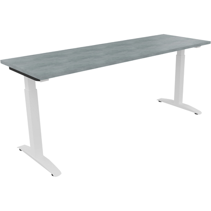 Schreibtisch all in one 1.800 x 650-850 x 600 mm (B x H x T) Flachkufe Quadratrohr beton hell verkehrsweiß Produktbild pa_produktabbildung_1 XL