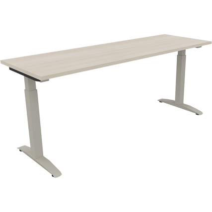 Schreibtisch all in one 1.800 x 650-850 x 600 mm (B x H x T) Flachkufe Quadratrohr akazie hell silberaluminium Produktbild pa_produktabbildung_1 XL
