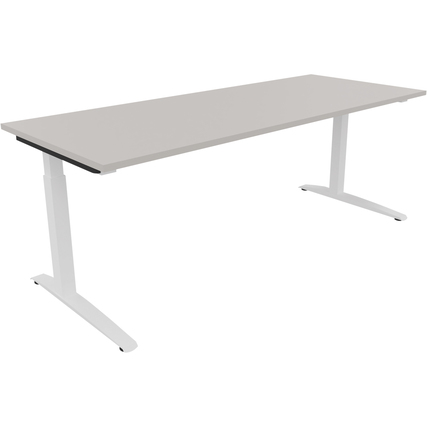 Schreibtisch all in one 1.800 x 650-850 x 700 mm (B x H x T) Flachkufe Quadratrohr lichtgrau verkehrsweiß Produktbild pa_produktabbildung_1 XL
