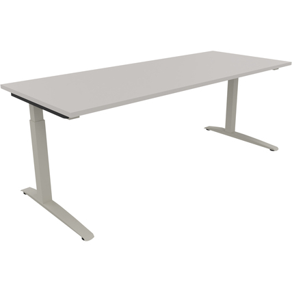 Schreibtisch all in one 1.800 x 650-850 x 700 mm (B x H x T) Flachkufe Quadratrohr lichtgrau silberaluminium Produktbild pa_produktabbildung_1 XL