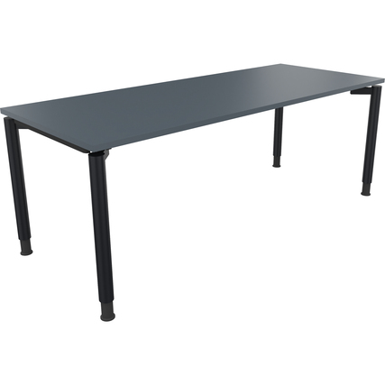 Schreibtisch all in one 2.000 x 680-820 x 800 mm (B x H x T) Vierfuß Rundrohr lavagrau anthrazitmetallic Produktbild pa_produktabbildung_1 XL