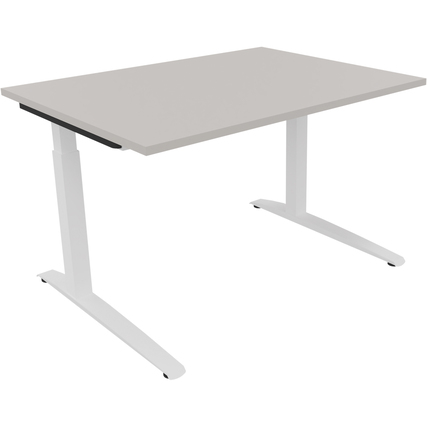 Schreibtisch all in one 1.200 x 650-850 x 900 mm (B x H x T) Flachkufe Quadratrohr lichtgrau verkehrsweiß Produktbild pa_produktabbildung_1 XL