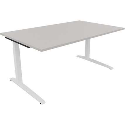 Schreibtisch all in one 1.600 x 650-850 x 1.000 mm (B x H x T) Flachkufe Quadratrohr lichtgrau verkehrsweiß Produktbild pa_produktabbildung_1 XL