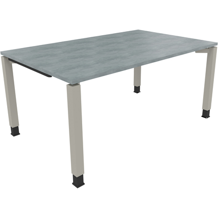 Schreibtisch all in one 1.600 x 680-820 x 1.000 mm (B x H x T) Vierfuß Quadratrohr beton hell silberaluminium Produktbild pa_produktabbildung_1 XL