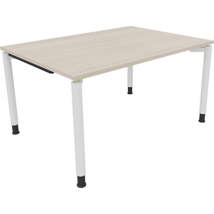 Schreibtisch all in one 1.400 x 680-820 x 1.000 mm (B x H x T) Vierfuß Rundrohr akazie hell verkehrsweiß Produktbild pa_produktabbildung_1 XL