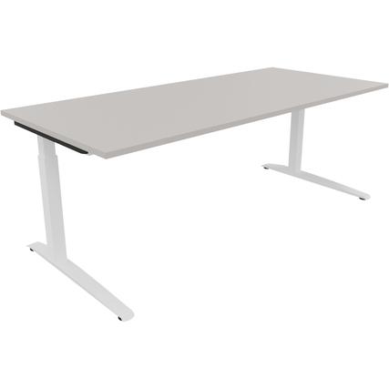 Schreibtisch all in one 2.000 x 650-850 x 900 mm (B x H x T) Flachkufe Quadratrohr lichtgrau verkehrsweiß Produktbild pa_produktabbildung_1 XL