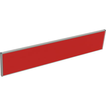 Rote Tischtrennwand mit Aluminiumrahmen, längliche Form für die Trennung von Arbeitsplätzen.