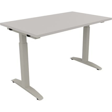 Schreibtisch all in one 1.200 x 650-850 x 700 mm (B x H x T) Flachkufe Quadratrohr lichtgrau silberaluminium Produktbild pa_produktabbildung_1 XL