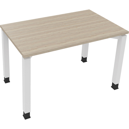 Schreibtisch all in one 1.200 x 680-820 x 700 mm (B x H x T) Vierfuß Quadratrohr eiche natur verkehrsweiß Produktbild pa_produktabbildung_1 XL
