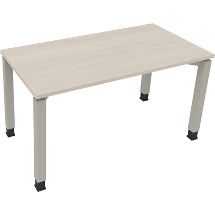 Schreibtisch all in one 1.400 x 680-820 x 700 mm (B x H x T) Vierfuß Quadratrohr akazie hell silberaluminium Produktbild pa_produktabbildung_1 XL