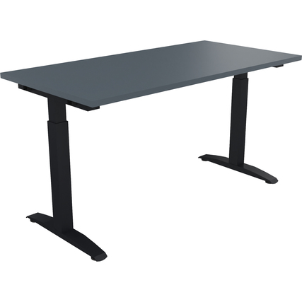 Schreibtisch all in one 1.400 x 650-850 x 700 mm (B x H x T) Flachkufe Quadratrohr lavagrau anthrazit metallic Produktbild pa_produktabbildung_1 XL