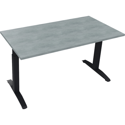 Schreibtisch all in one 1.400 x 650-850 x 700 mm (B x H x T) Flachkufe Quadratrohr beton hell anthrazit metallic Produktbild pa_produktabbildung_1 XL