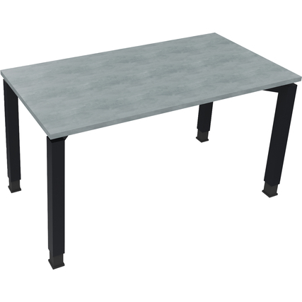 Schreibtisch mit quadratischen Rohren in Eiche natur und anthrazit metallic, rechteckige Form.