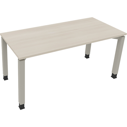 Schreibtisch all in one 1.600 x 680-820 x 700 mm (B x H x T) Vierfuß Quadratrohr akazie hell silberaluminium Produktbild pa_produktabbildung_1 XL