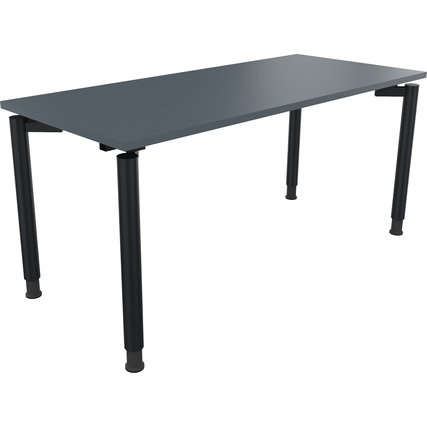 Schreibtisch all in one 1.600 x 680-820 x 700 mm (B x H x T) Vierfuß Rundrohr lavagrau anthrazit metallic Produktbild pa_produktabbildung_1 XL