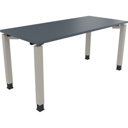 Schreibtisch all in one 1.600 x 680-820 x 700 mm (B x H x T) Vierfuß Quadratrohr lavagrau silberaluminium Produktbild pa_produktabbildung_1 XL