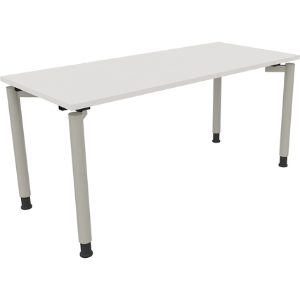 Schreibtisch all in one 1.600 x 680-820 x 700 mm (B x H x T) Vierfuß Rundrohr diamant weiß silberaluminium Produktbild pa_produktabbildung_1 XL