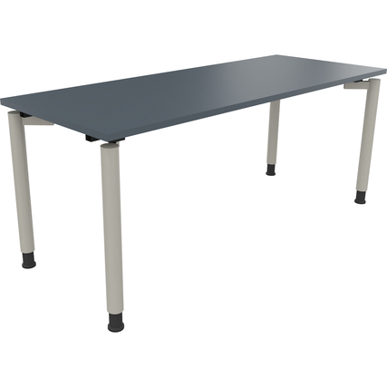 Schreibtisch all in one 1.800 x 680-820 x 700 mm (B x H x T) Vierfuß Rundrohr lavagrau silberaluminium Produktbild pa_produktabbildung_1 XL