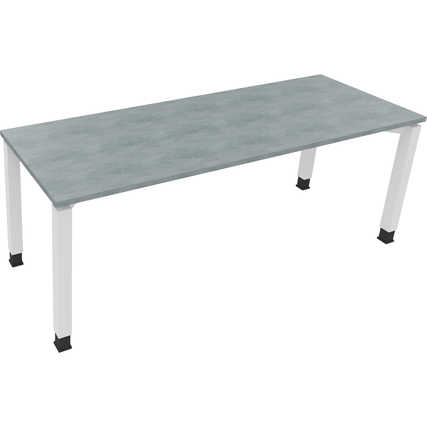 Schreibtisch all in one 2.000 x 680-820 x 700 mm (B x H x T) Vierfuß Quadratrohr beton hell verkehrsweiß Produktbild pa_produktabbildung_1 XL