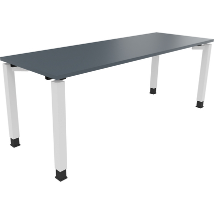 Schreibtisch all in one 2.000 x 680-820 x 700 mm (B x H x T) Vierfuß Quadratrohr lavagrau verkehrsweiß Produktbild pa_produktabbildung_1 XL