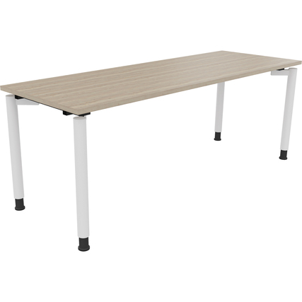 Schreibtisch all in one 2.000 x 680-820 x 700 mm (B x H x T) Vierfuß Rundrohr eiche natur verkehrsweiß Produktbild pa_produktabbildung_1 XL