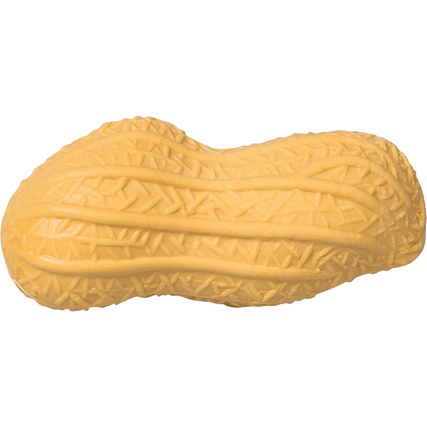 Erdnuss-förmiger Radierer in gelber Farbe mit strukturierter Oberfläche.