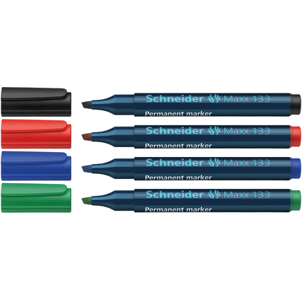 Schneider Permanentmarker Maxx 133 nachfüllbar 4 St./Pack. schwarz, blau, rot, grün Produktbild pa_produktabbildung_1 XL