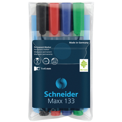 Schneider Permanentmarker Maxx 133 nachfüllbar 4 St./Pack. schwarz, blau, rot, grün Produktbild pa_produktabbildung_2 XL