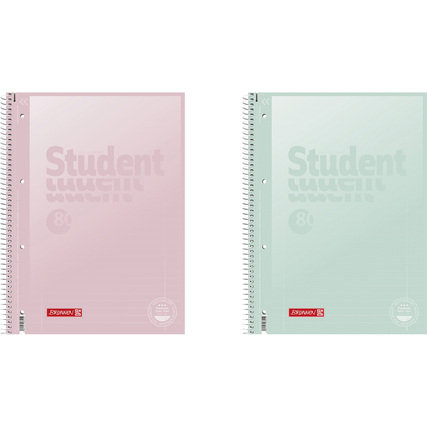 Pastellfarbener Collegeblock mit liniertem Papier und Softouch-Deckblatt in zwei Farben.