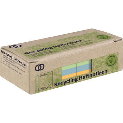 Soennecken Haftnotiz oeco Recycling 50 x 40 mm (B x H) 12 Block/Pack. grün, gelb, rosa, blau Produktbild pa_produktabbildung_1 XL