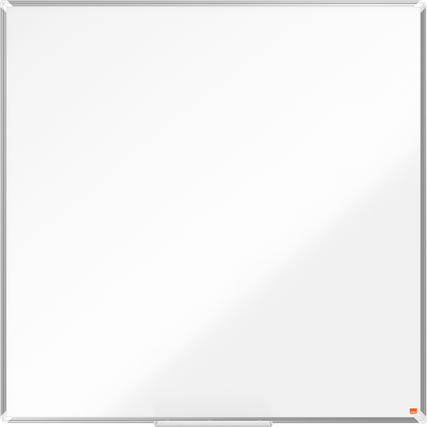 Rechteckiges, weißes Whiteboard mit Aluminiumrahmen, 120 x 120 cm, in Frontalansicht.