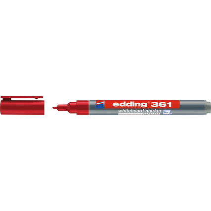 Roter Whiteboardmarker mit abnehmbarem Verschluss und feiner Spitze.