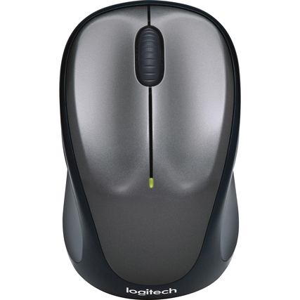 Optische PC Maus mit geschwungenem Design und gummierten Griffflächen in grau-schwarz.
