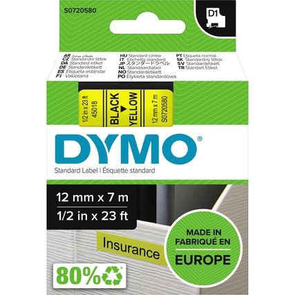 DYMO® Schriftbandkassette D1 12 mm x 7 m (B x L) gelb schwarz Produktbild pa_produktabbildung_2 XL