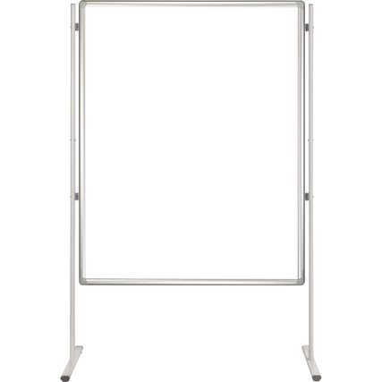 Moderationstafel in blau mit einem stabilen Gestell und offenem Rahmen im Anwendungsbeispiel.