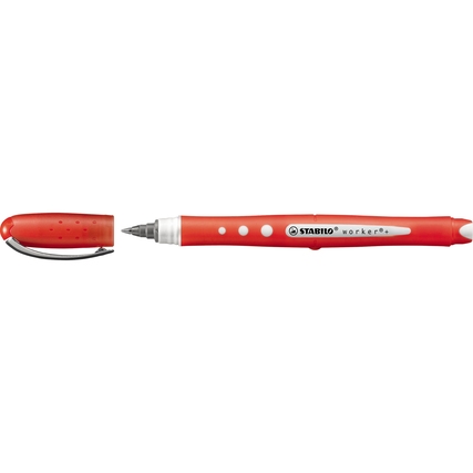 Roter Tintenroller mit Kappe und rutschfestem Schaft aus der Serie worker+.