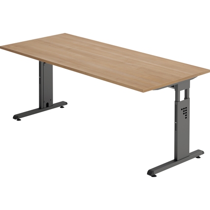 Hammerbacher Schreibtisch O-Serie 1.800 x 650-850 x 800 mm (B x H x T) nussbaum Produktbild pa_produktabbildung_1 XL