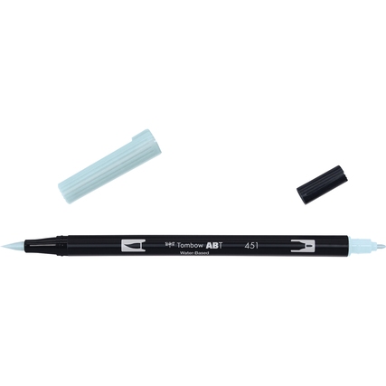 Aquarellierbarer Pinselstift in sky blue mit abnehmbaren Kappen und zwei Spitzen.