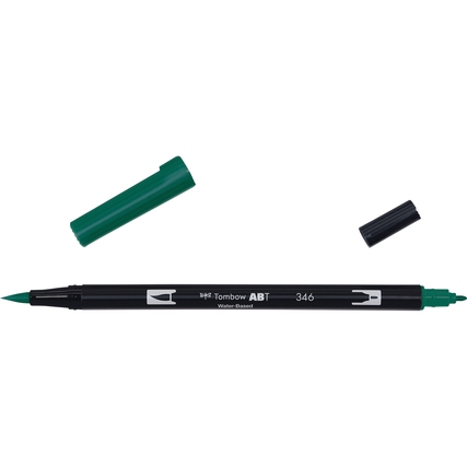 Tombow Pinselstift ABT Dual 346 in sea green mit abgenommenen Kappen und zwei Spitzen.