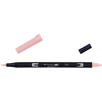 Zwei-Spitzen-Fasermaler in dusty rose mit abnehmbaren Kappen auf hellem Hintergrund.