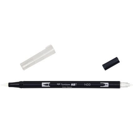 Aquarellierbarer Pinselstift mit zwei Spitzen und transparentem Design auf weißem Hintergrund.